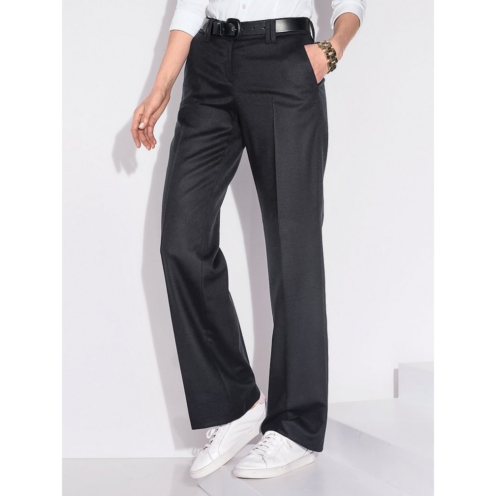 Brax Cindy Wool Trousers Soft Flannel Pants Size 18 Dark Grey